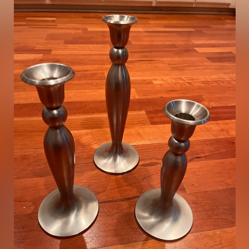 Set-3‎ Pewter Candle Holders 9”, 8”,6”